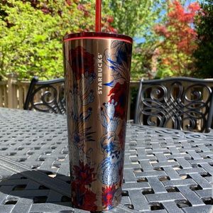 Starbucks Tumblr with blue and red cactus design